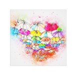 Umbrella Art Abstract Watercolor Small Satin Scarf (Square) Front