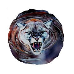 Cougar Animal Art Swirl Decorative Standard 15  Premium Flano Round Cushions