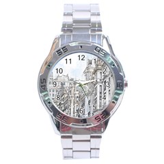 Architecture Building Design Stainless Steel Analogue Watch by Nexatart