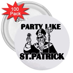  St  Patricks Day  3  Buttons (100 Pack) 