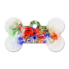 Flowers Bouquet Art Nature Dog Tag Bone (two Sides) by Nexatart