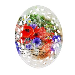 Flowers Bouquet Art Nature Oval Filigree Ornament (two Sides) by Nexatart