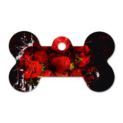 Strawberry Fruit Food Art Abstract Dog Tag Bone (Two Sides)