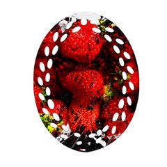 Strawberry Fruit Food Art Abstract Ornament (Oval Filigree)