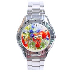 Flowers Bouquet Art Nature Stainless Steel Analogue Watch