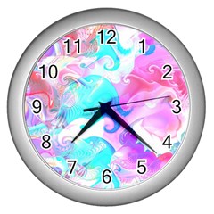 Background Art Abstract Watercolor Pattern Wall Clocks (silver)  by Nexatart