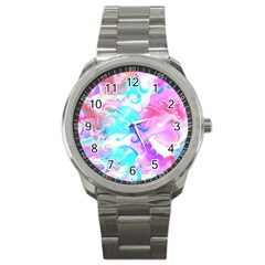 Background Art Abstract Watercolor Pattern Sport Metal Watch by Nexatart