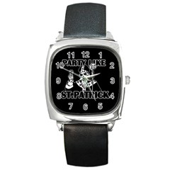  St  Patricks Day  Square Metal Watch by Valentinaart