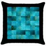 Background Squares Blue Green Throw Pillow Case (Black) Front