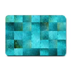 Background Squares Blue Green Small Doormat  by Nexatart