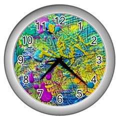 Background Art Abstract Watercolor Wall Clocks (silver)  by Nexatart