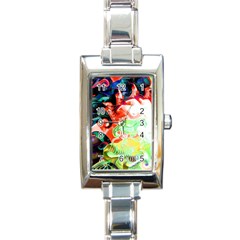 Background Art Abstract Watercolor Rectangle Italian Charm Watch