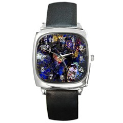 Mask Carnaval Woman Art Abstract Square Metal Watch