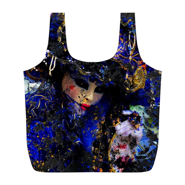 Mask Carnaval Woman Art Abstract Full Print Recycle Bags (L) 