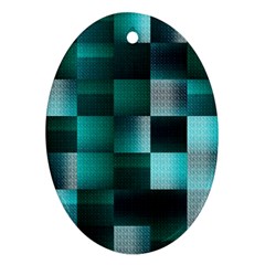 Background Squares Metal Green Ornament (oval) by Nexatart