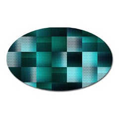 Background Squares Metal Green Oval Magnet by Nexatart