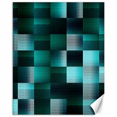 Background Squares Metal Green Canvas 11  X 14  