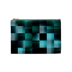 Background Squares Metal Green Cosmetic Bag (medium)  by Nexatart