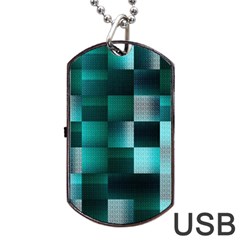 Background Squares Metal Green Dog Tag Usb Flash (two Sides)