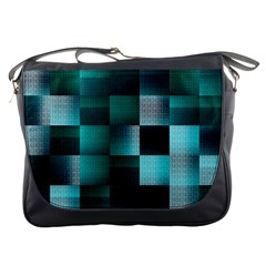 Background Squares Metal Green Messenger Bags