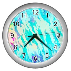 Blue Background Art Abstract Watercolor Wall Clocks (silver)  by Nexatart