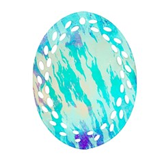 Blue Background Art Abstract Watercolor Oval Filigree Ornament (two Sides)