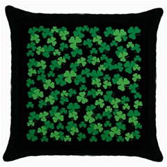 St  Patricks Day Clover Pattern Throw Pillow Case (black) by Valentinaart