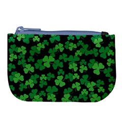 St  Patricks Day Clover Pattern Large Coin Purse by Valentinaart