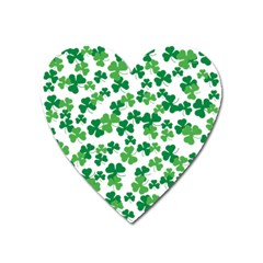 St  Patricks Day Clover Pattern Heart Magnet by Valentinaart