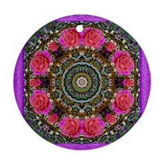 Roses In A Color Cascade Of Freedom And Peace Round Ornament (two Sides) by pepitasart