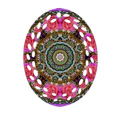 Roses In A Color Cascade Of Freedom And Peace Oval Filigree Ornament (two Sides) by pepitasart