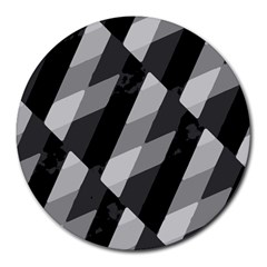 Black And White Grunge Striped Pattern Round Mousepads by dflcprints