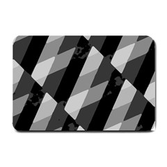 Black And White Grunge Striped Pattern Small Doormat  by dflcprints