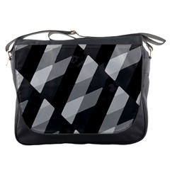 Black And White Grunge Striped Pattern Messenger Bags by dflcprints
