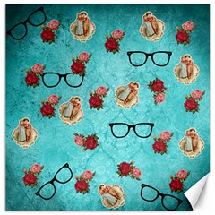 Vintage Glasses Blue Canvas 20  X 20  