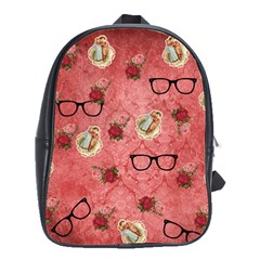 Vintage Glasses Rose School Bag (large)