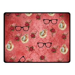 Vintage Glasses Rose Double Sided Fleece Blanket (small) 