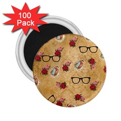 Vintage Glasses Beige 2 25  Magnets (100 Pack) 