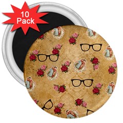 Vintage Glasses Beige 3  Magnets (10 Pack) 