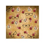 Vintage Glasses Beige Small Satin Scarf (Square) Front