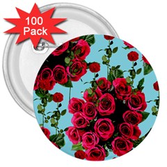 Roses Blue 3  Buttons (100 Pack)  by snowwhitegirl