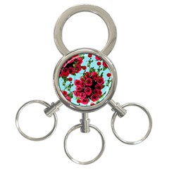 Roses Blue 3-ring Key Chains