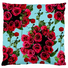 Roses Blue Large Flano Cushion Case (two Sides)