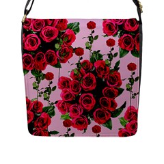 Roses Pink Flap Messenger Bag (l) 