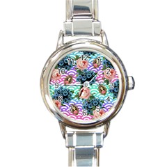 Floral Waves Round Italian Charm Watch