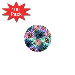 Floral Waves 1  Mini Magnets (100 Pack) 