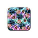 Floral Waves Rubber Coaster (Square)  Front