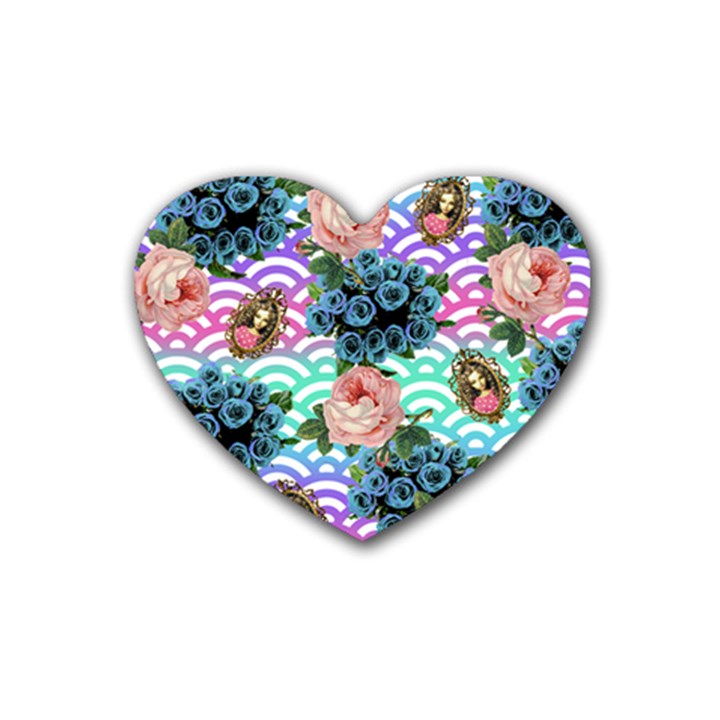 Floral Waves Rubber Coaster (Heart) 