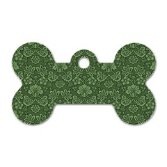 Damask Green Dog Tag Bone (one Side)