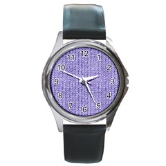 Knitted Wool Lilac Round Metal Watch